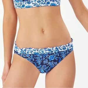 NWT Tommy Bahama Woodblock Blossoms Reversible Hipster Ruffle Bikini Bottoms